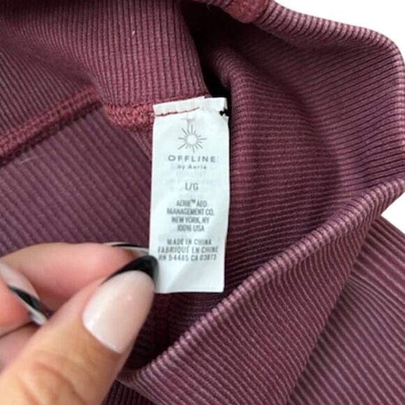 Offline By Aerie Burgundy Ribbed Women's 7/8 Leggings Size Large - Picture 5 of 5